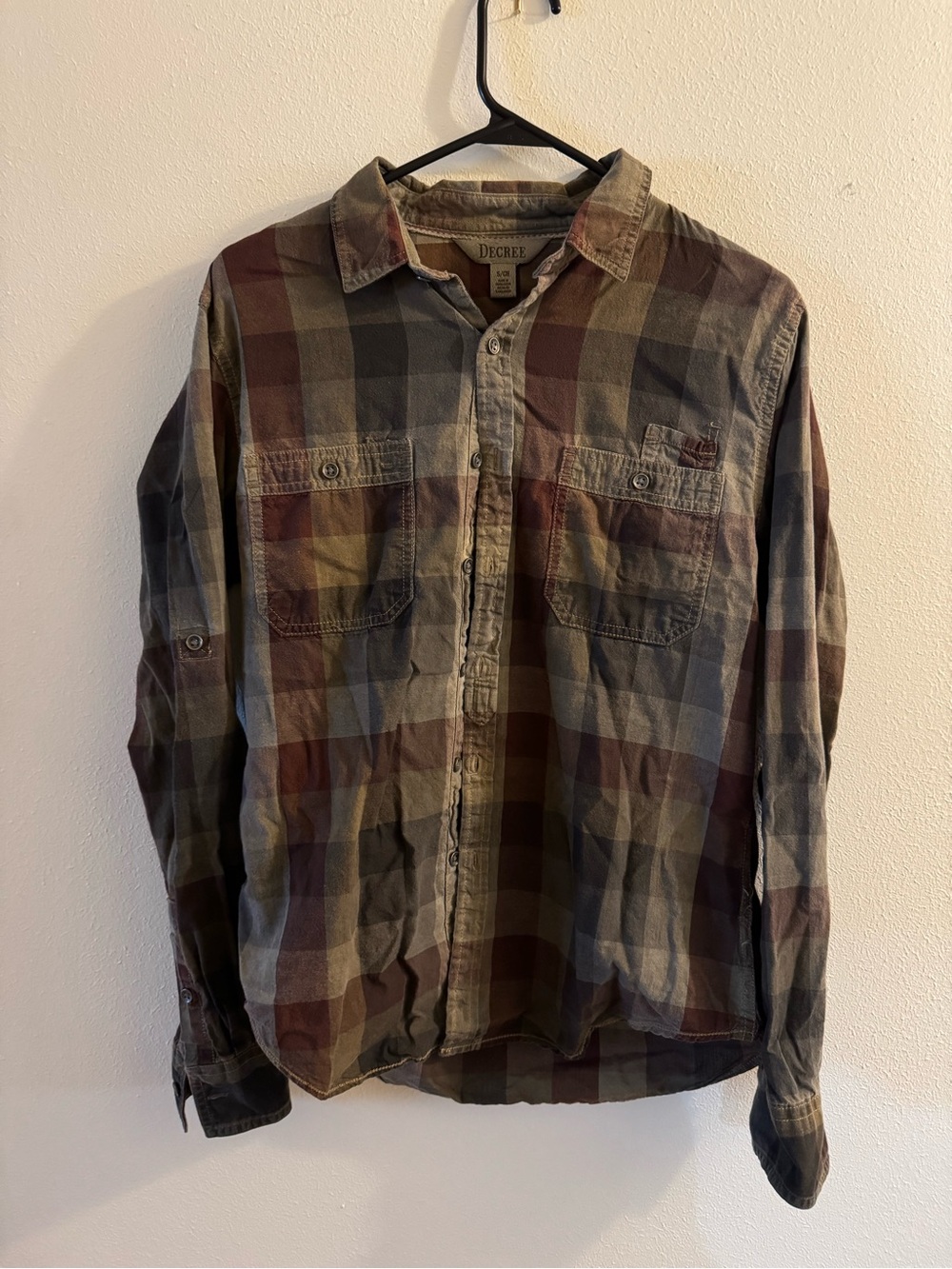 Lot of 4 Mens Small Shirts Button Down Plaid Utility Blue Pink Decree American
